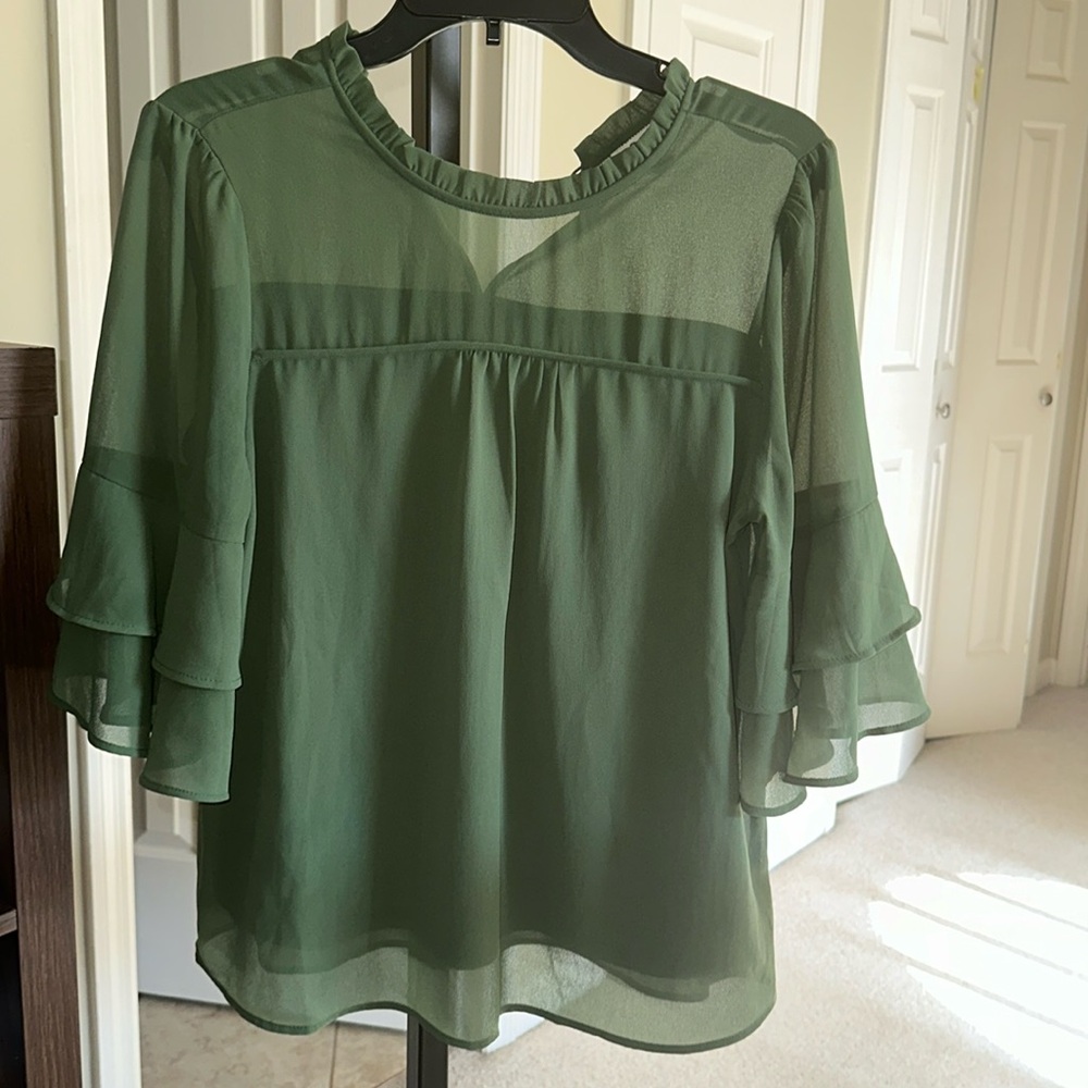 Green Ruffled Blouse